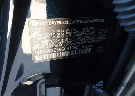 2016 BMW X4 xDrive28I z USA, uszkodzony, nr VIN 5UXXW3C58G0R19453